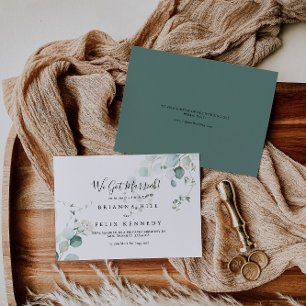 Summer Green Eucalyptus Foliage Elopement Announcement