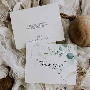 Summer Green Eucalyptus Foliage Flat Wedding Thank You Card