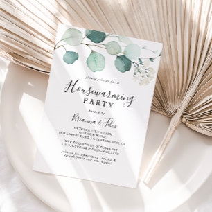 Summer Green Eucalyptus Foliage Housewarming Party Invitation
