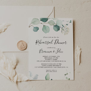 Summer Green Eucalyptus Foliage Rehearsal Dinner Invitation