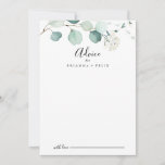 Summer Green Eucalyptus Foliage Wedding Advice Card<br><div class="desc">This summer green eucalyptus foliage wedding advice card is perfect for a simple wedding. The design features beautiful hand-painted watercolor green eucalyptus leaves, inspiring natural charm. These cards are perfect for a wedding, bridal shower, baby shower, graduation party & more. Personalise the cards with the names of the bride and...</div>