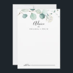 Summer Green Eucalyptus Foliage Wedding Advice Card<br><div class="desc">This summer green eucalyptus foliage wedding advice card is perfect for a simple wedding. The design features beautiful hand-painted watercolor green eucalyptus leaves, inspiring natural charm. These cards are perfect for a wedding, bridal shower, baby shower, graduation party & more. Personalise the cards with the names of the bride and...</div>