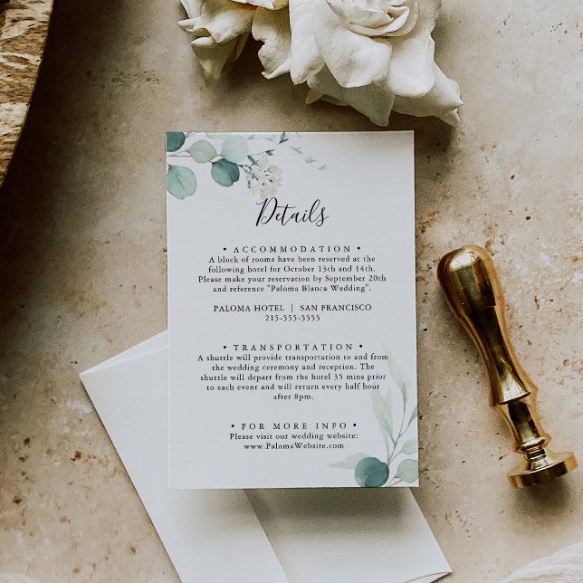 Summer Green Eucalyptus Foliage Wedding Details Enclosure Card (Creator Uploaded)