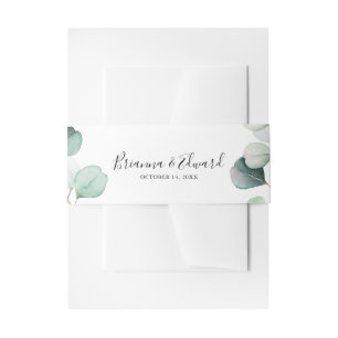 Summer Green Eucalyptus Foliage Wedding Invitation Belly Band
