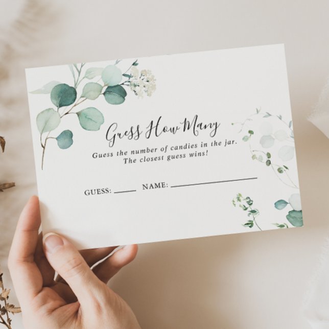 Summer Green Eucalyptus Guess How Many Game Card (Creator Uploaded)