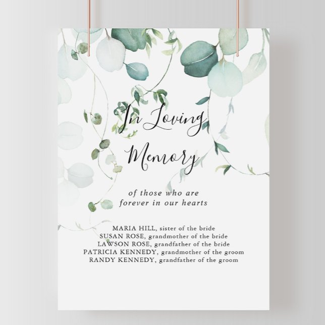 Summer Green Eucalyptus In Loving Memory Sign (Creator Uploaded)