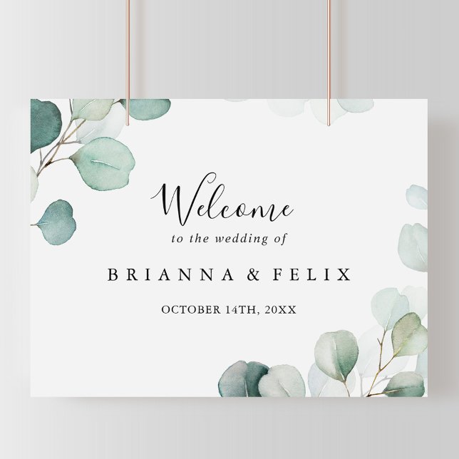 Summer Green Eucalyptus Wedding Welcome Sign (Creator Uploaded)