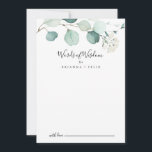 Summer Green Eucalyptus Wedding Words of Wisdom Advice Card<br><div class="desc">This summer green eucalyptus wedding words of wisdom advice card is perfect for a modern wedding. The design features beautiful hand-painted watercolor green eucalyptus leaves, inspiring natural charm. These cards are perfect for a wedding, bridal shower, baby shower, graduation party & more. Personalise the cards with the names of the...</div>
