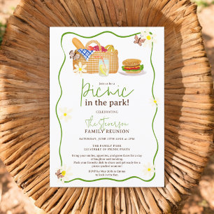 Summer green Picnic in the park family reunion Invitation
