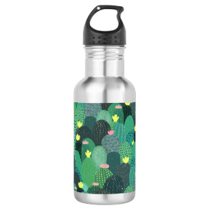 Summer Green Teal Cactus Gold dots Cute Design 532 Ml Water Bottle