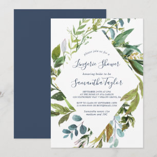 Summer Greenery Diamond Wreath Lingerie Shower Invitation