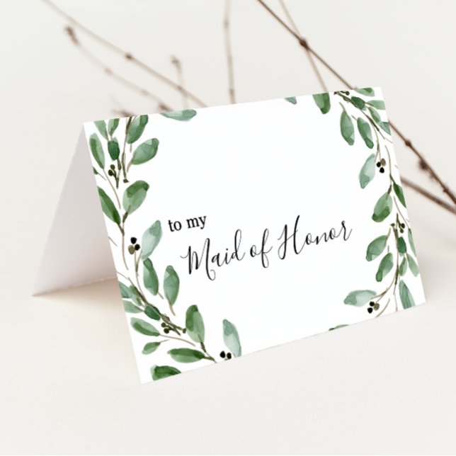 Summer Greenery Eucalyptus Maid of Honor Thank You Card (Creator Uploaded)