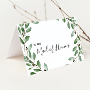 Summer Greenery Eucalyptus Maid of Honour Thank Yo You Card