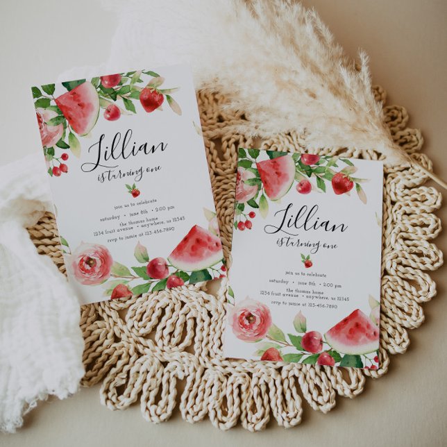 Summer Greenery Fruit Birthday Invitation (Creator Uploaded)