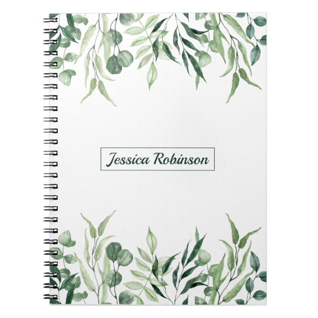 Summer Greenery Personalised Spiral Notebook (Front)