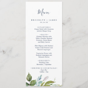 Summer Greenery   Pink Wedding Dinner Menu