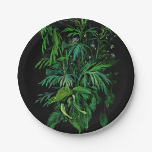 Summer Greenery Plant Herbs Wildflowers Floral Art Paper Plate