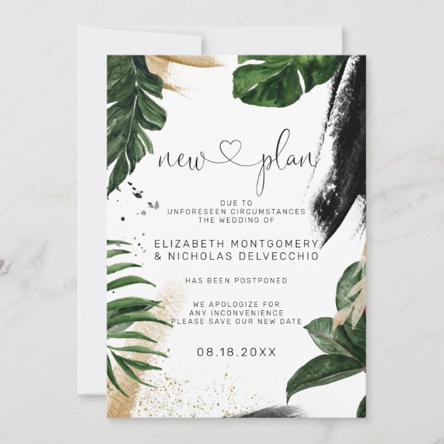 Summer Greenery | Postponed Wedding Announcement (Front)