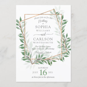Summer Greenery rustic frame, Invitation