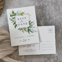 Summer Greenery Save the Date Postcard
