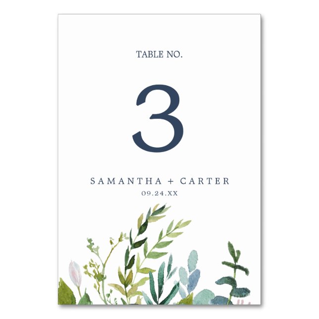 Summer Greenery Table Number (Front)