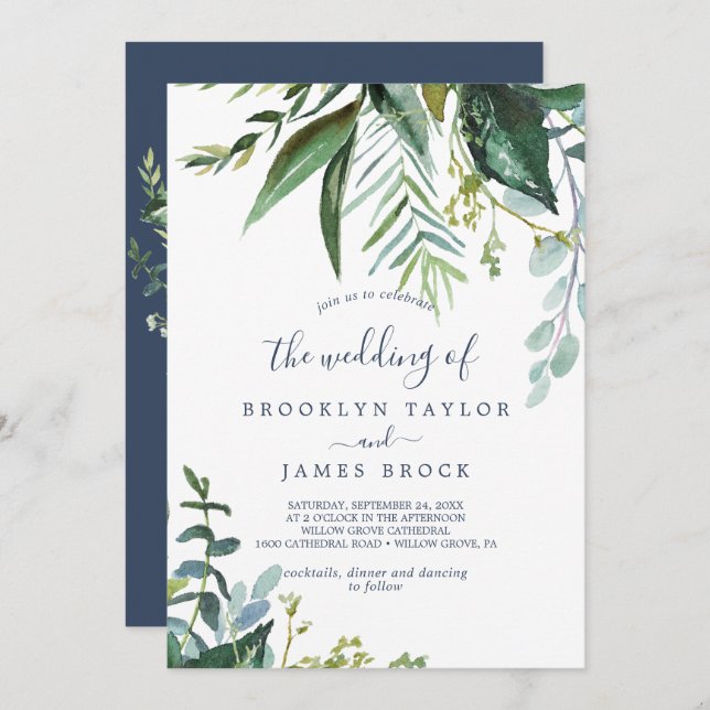 Summer Greenery The Wedding Of Invitation (Front/Back)