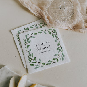 Summer Greenery Tropical Eucalyptus Baby Shower Napkin