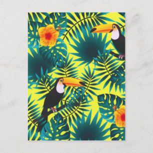 Summer Greenery Tropical Toucan Jungle Foliage  Holiday Postcard