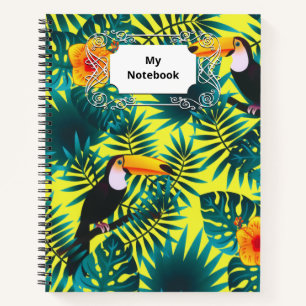 Summer Greenery Tropical Toucan Jungle Foliage  Notebook