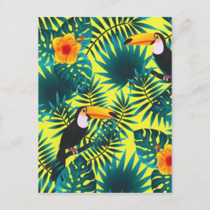Summer Greenery Tropical Toucan Jungle Foliage  Postcard