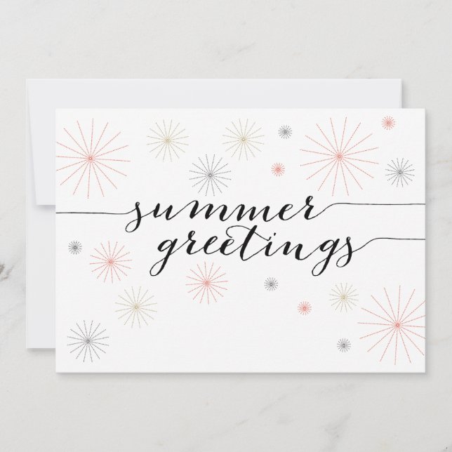Summer Greetings Fireworks Flat Card (Front)