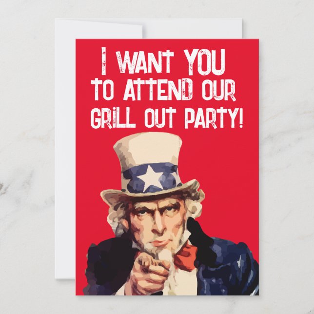 SUMMER GRILL OUT BBQ PARTY UNCLE SAME INVITATIONS (Front)