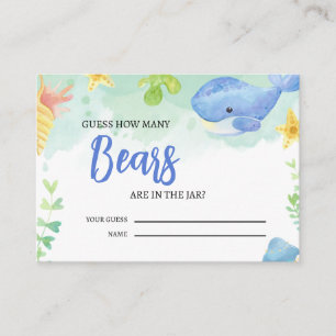 Summer Guess How Many Bears Tickets Baby Shower Enclosure Card