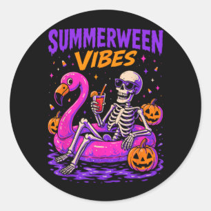 Summer Halloween Skeleton Costume Spooky Classic Round Sticker