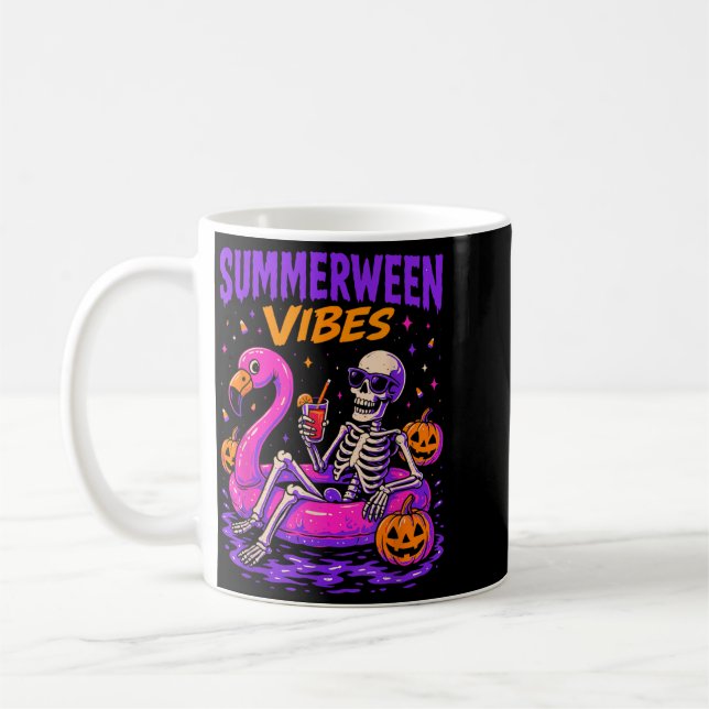 Summer Halloween Skeleton Costume Spooky Coffee Mug (Left)
