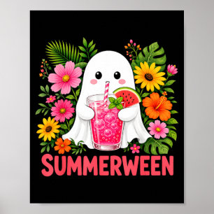 Summer Halloween Vintage Retro Pink Drink Fruit Poster