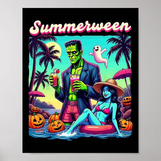 Summer Halloween Zombie Frankenstein Boo Ghost  Poster (Front)