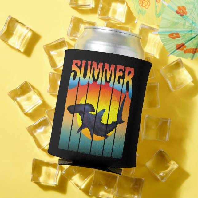 SUMMER HAMMERHEAD SHARK SUNSET CAN COOLER (In Situ Summer)