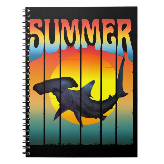 SUMMER HAMMERHEAD SHARK SUNSET NOTEBOOK (Front)