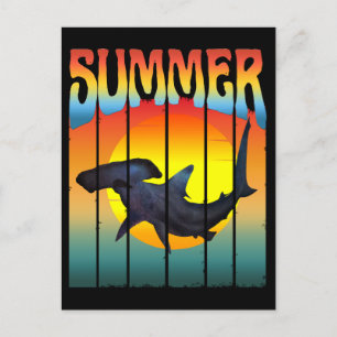SUMMER HAMMERHEAD SHARK SUNSET POSTCARD