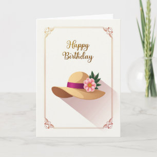 Summer Hat Floral Birthday Card