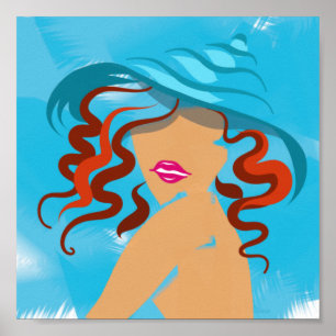 Summer Hat Pink Lipstick Poster