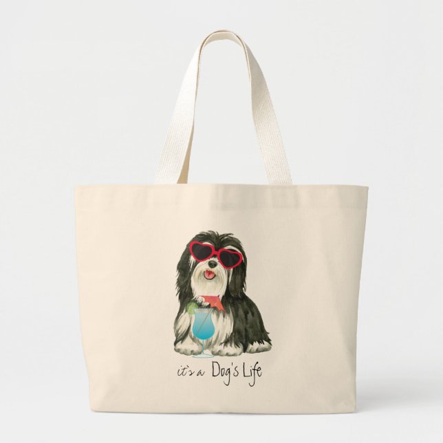 Summer Havanese Large Tote Bag (Front)