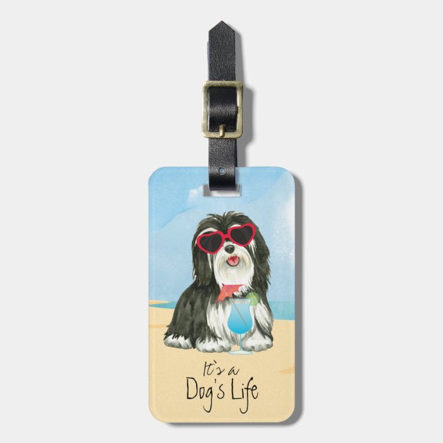 Summer Havanese Luggage Tag (Front Vertical)