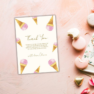 Summer Here's The Scoop Ice Cream Baby Shower Thank You Card