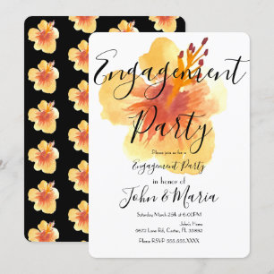 Summer Hibiscus Flower Engagement Party Hawaii Invitation