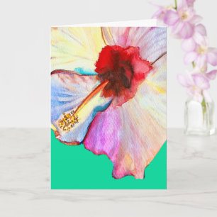 Summer hibiscus watercolor art card