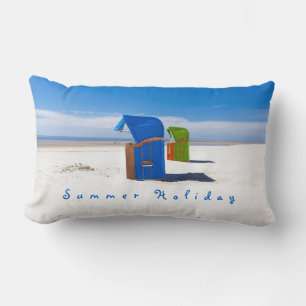 Summer holiday Beach chair photo with text Lumbar Cushion