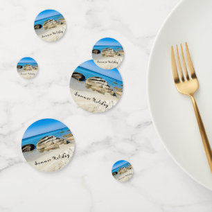 Summer Holiday Beautiful beach photo with text Confetti