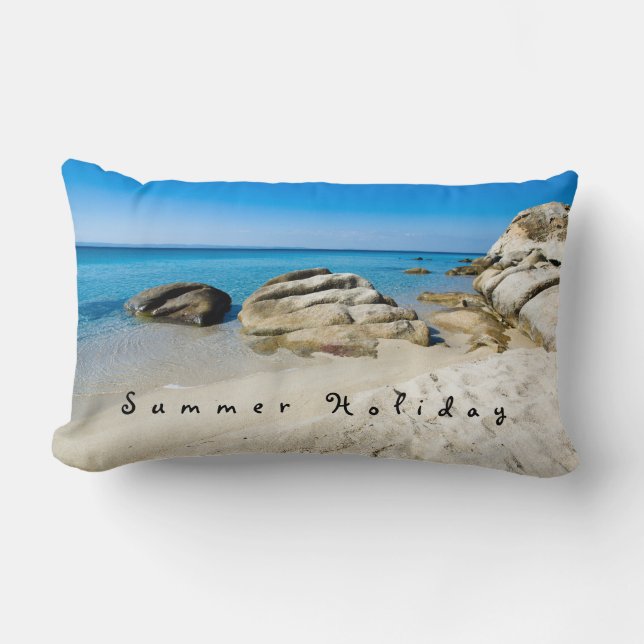 Summer Holiday Beautiful beach photo with text Lumbar Cushion (Front)